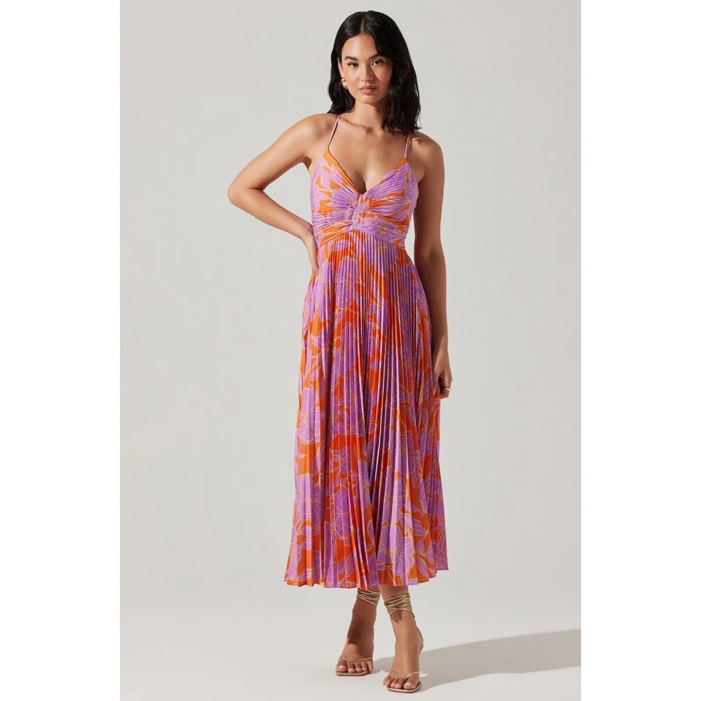 Astr Blythe Purple and Orange tie Back Dress